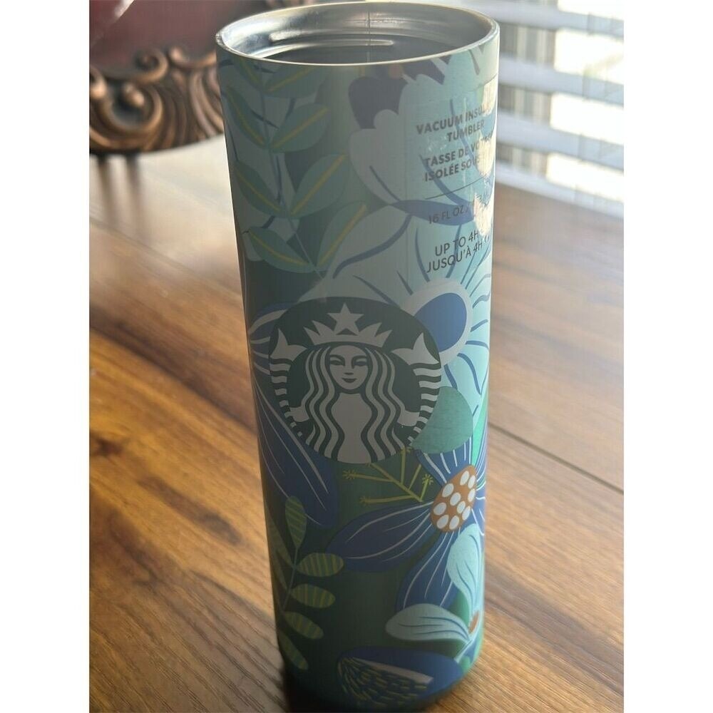 Starbucks Floral Tumbler 16 oz Multicolor Double-Walled Insulated - Picture 2 of 7